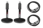 Gator GFW-MIC-DESKTOP-2PK Desk Mic Stands and Mic Cable Bundle Front View